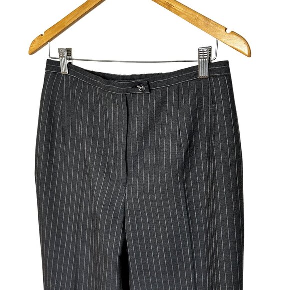 Vintage Harve Benard Pinstripe Pants Size 10 Wool Blend Gray Back Elastic Lined - Picture 2 of 10